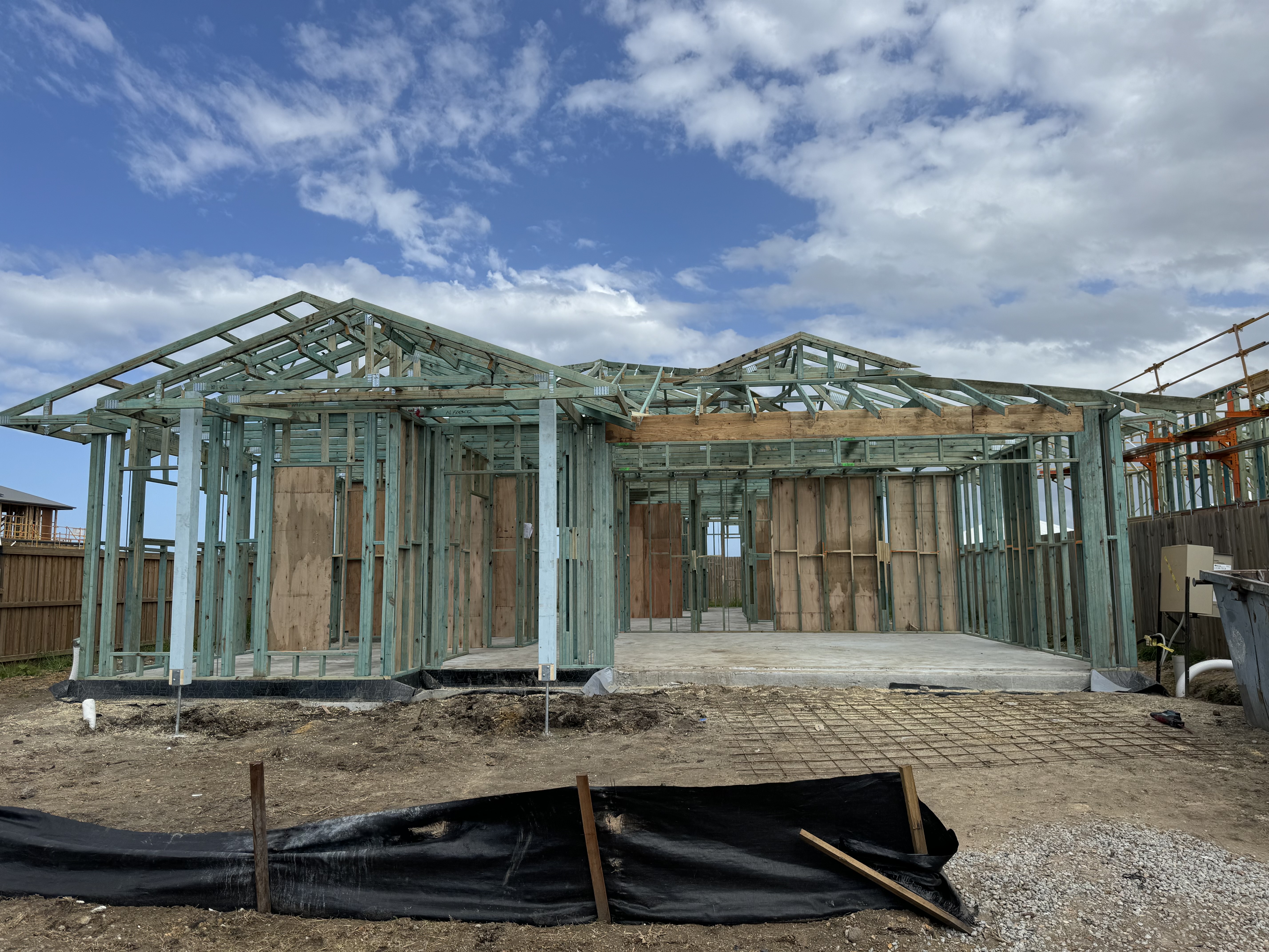 Property under construction — timber frame stage